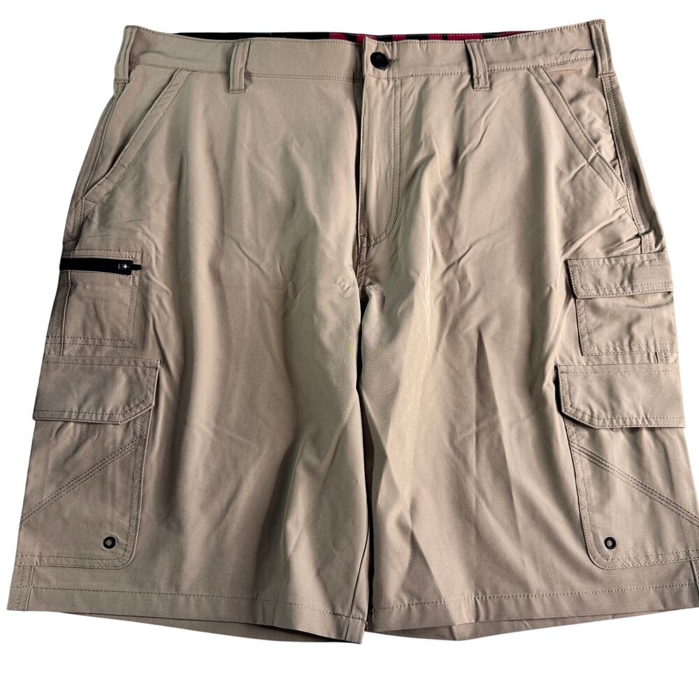 Iron Co Men’s Cargo Shorts Size 40 Khaki Stretch Hybrid Utility Shorts NWT